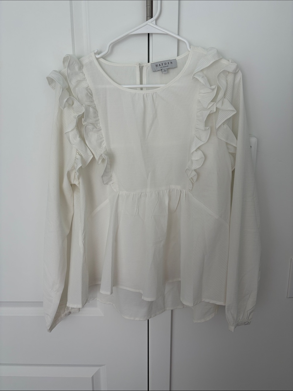 Hayden White Ruffle Peplum Blouse